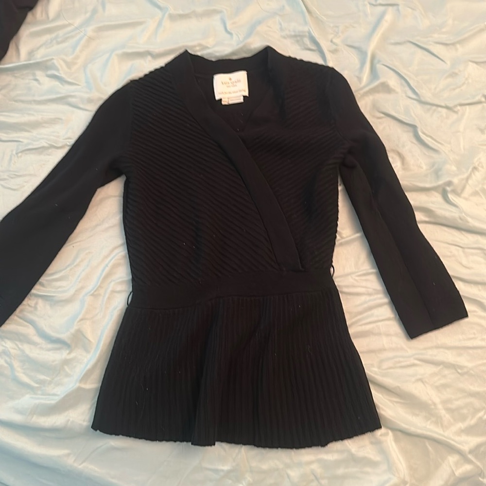 Kate Spade Black Wrap V-Neck Sweater